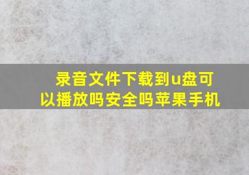 录音文件下载到u盘可以播放吗安全吗苹果手机