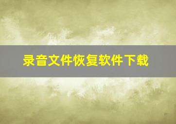 录音文件恢复软件下载