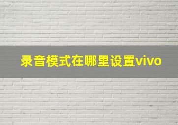 录音模式在哪里设置vivo