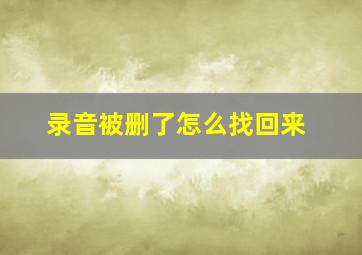 录音被删了怎么找回来