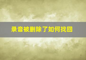 录音被删除了如何找回