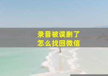 录音被误删了怎么找回微信