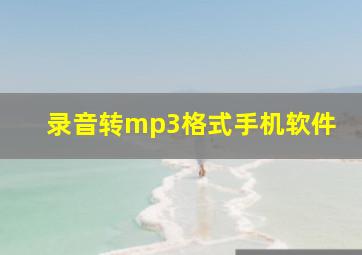 录音转mp3格式手机软件