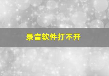 录音软件打不开