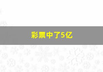 彩票中了5亿