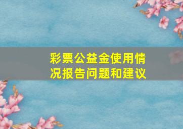 彩票公益金使用情况报告问题和建议