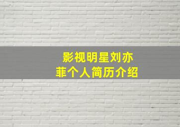 影视明星刘亦菲个人简历介绍