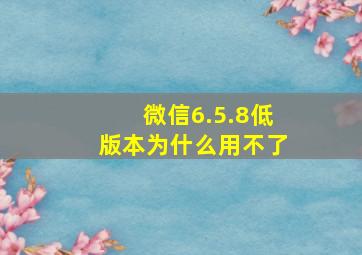 微信6.5.8低版本为什么用不了