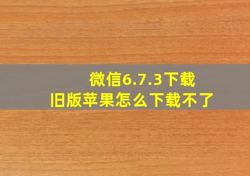 微信6.7.3下载旧版苹果怎么下载不了