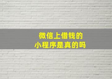 微信上借钱的小程序是真的吗