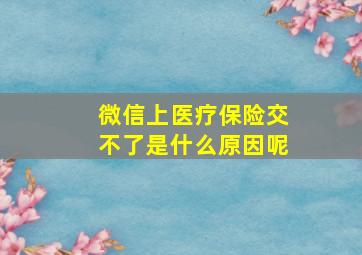 微信上医疗保险交不了是什么原因呢