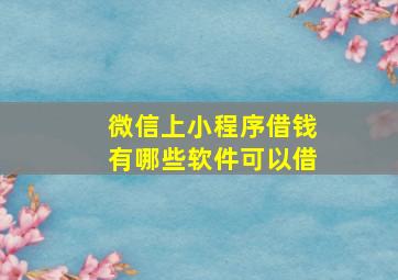 微信上小程序借钱有哪些软件可以借