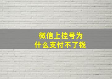 微信上挂号为什么支付不了钱