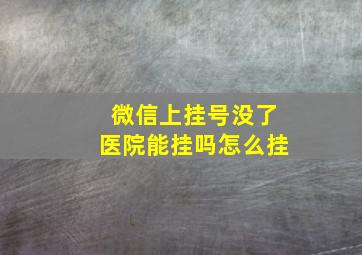 微信上挂号没了医院能挂吗怎么挂