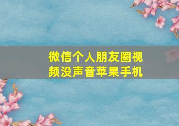 微信个人朋友圈视频没声音苹果手机