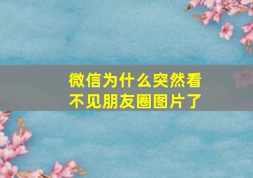 微信为什么突然看不见朋友圈图片了