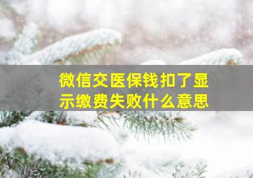 微信交医保钱扣了显示缴费失败什么意思