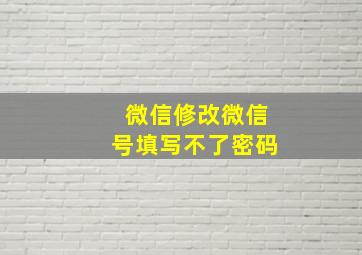 微信修改微信号填写不了密码