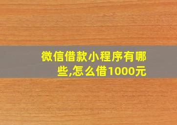 微信借款小程序有哪些,怎么借1000元