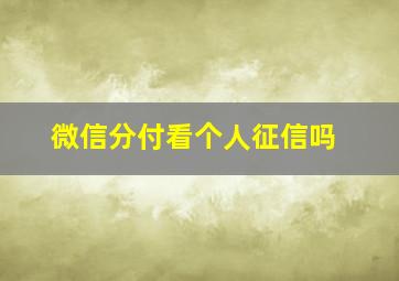 微信分付看个人征信吗