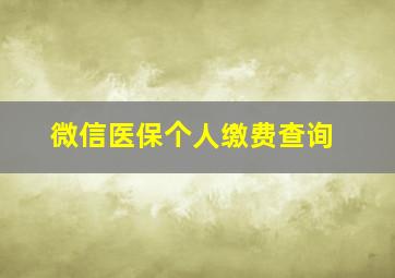 微信医保个人缴费查询