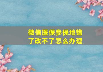 微信医保参保地错了改不了怎么办理