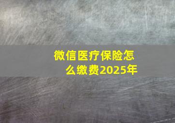 微信医疗保险怎么缴费2025年