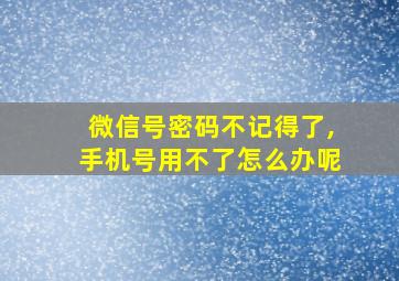 微信号密码不记得了,手机号用不了怎么办呢