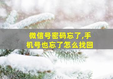 微信号密码忘了,手机号也忘了怎么找回