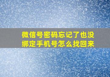 微信号密码忘记了也没绑定手机号怎么找回来