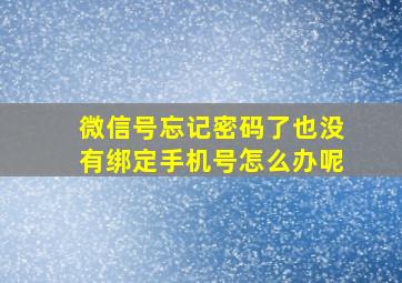 微信号忘记密码了也没有绑定手机号怎么办呢