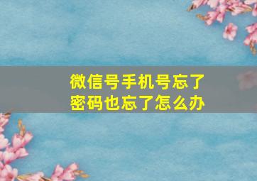 微信号手机号忘了密码也忘了怎么办