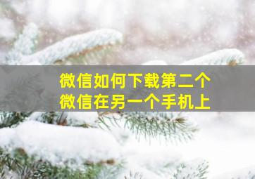 微信如何下载第二个微信在另一个手机上