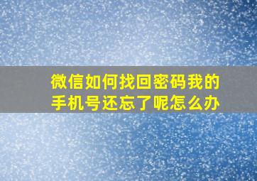 微信如何找回密码我的手机号还忘了呢怎么办