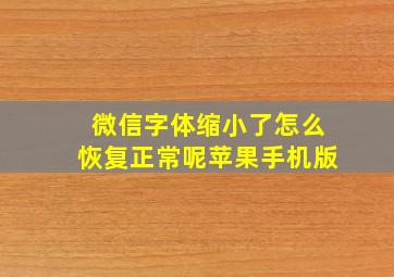 微信字体缩小了怎么恢复正常呢苹果手机版