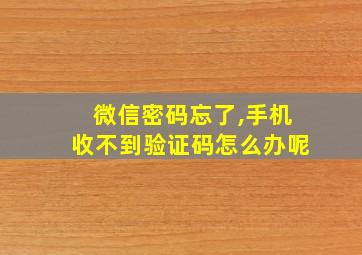 微信密码忘了,手机收不到验证码怎么办呢