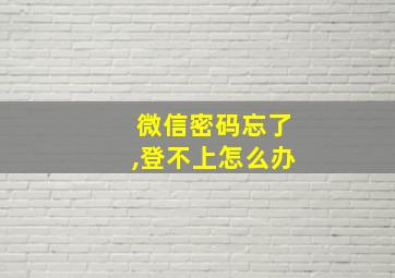 微信密码忘了,登不上怎么办