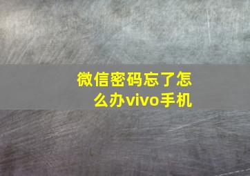 微信密码忘了怎么办vivo手机