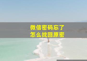 微信密码忘了怎么找回原密