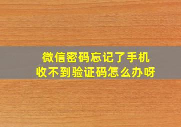 微信密码忘记了手机收不到验证码怎么办呀