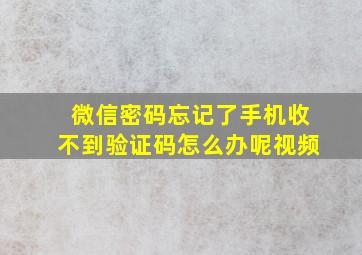 微信密码忘记了手机收不到验证码怎么办呢视频