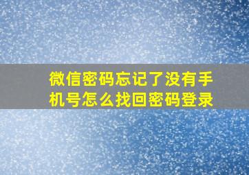 微信密码忘记了没有手机号怎么找回密码登录