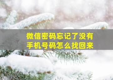 微信密码忘记了没有手机号码怎么找回来