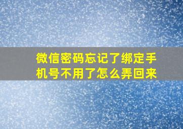 微信密码忘记了绑定手机号不用了怎么弄回来