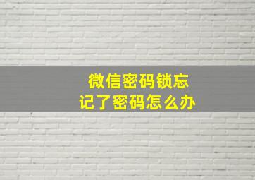 微信密码锁忘记了密码怎么办