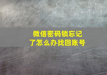 微信密码锁忘记了怎么办找回账号