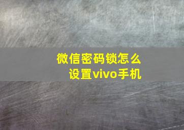 微信密码锁怎么设置vivo手机