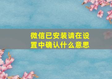 微信已安装请在设置中确认什么意思