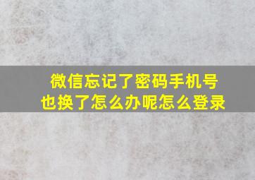 微信忘记了密码手机号也换了怎么办呢怎么登录