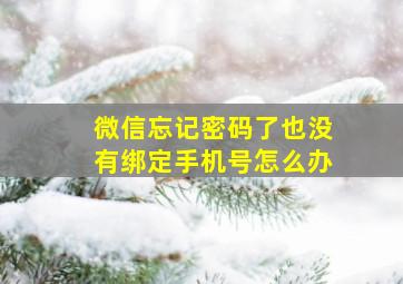 微信忘记密码了也没有绑定手机号怎么办